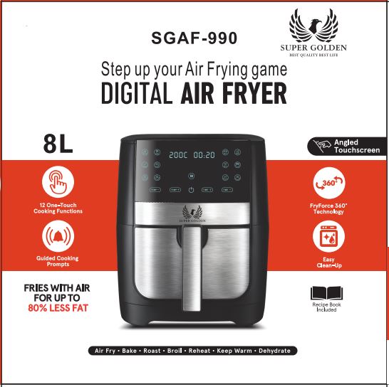 SUPER GOLDEN Digital AIR FRYER 8L, 12P